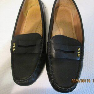 Lauren Ralph Lauren  Women's Belen Black Leather Driving Loafers Size 6.5
